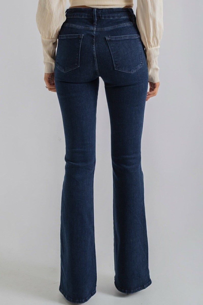 Terasa Koyu Mavi Likralı Yüksek Bel Ispanyol Jeans Pantolon Terasa Koyu Mavi Likralı Yüksek Bel Ispanyol Jeans Pantolon