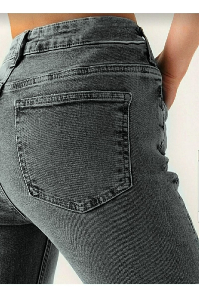 Alaz Power Likralı Kadın Füme Kar Süper Yüksek Bel Salaş Paça Jeans Kot Pantolon