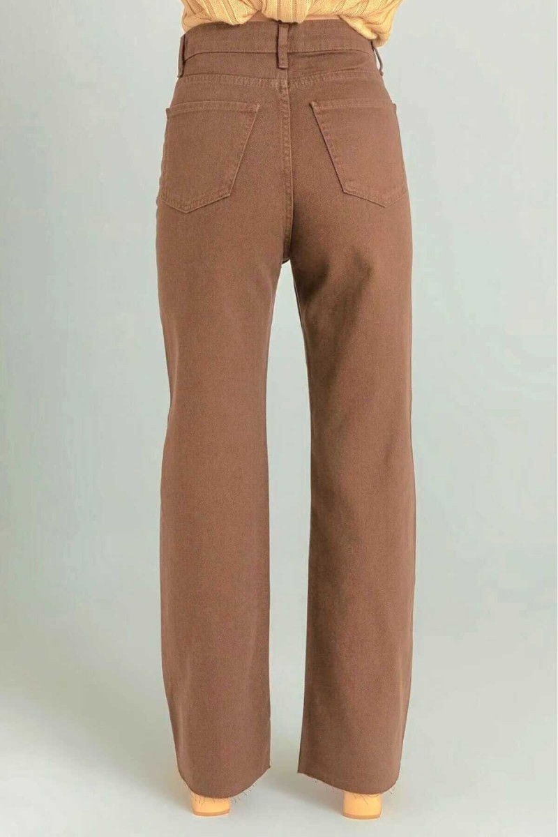 Kahverengi Salaş Palazzo Wideleg Jean Power Likra Kadın Yüksek Bel Toparlayıcı