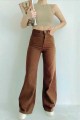 Kahverengi Likralı Süper Yüksek Bel Salaş Jeans Palazzo Pantolon. (süper Yüksek) Wide Leg Kahverengi Likralı Süper Yüksek Bel Salaş Jeans Palazzo Pantolon. (süper Yüksek) Wide Leg