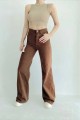 Kahverengi Likralı Süper Yüksek Bel Salaş Jeans Palazzo Pantolon. (süper Yüksek) Wide Leg Kahverengi Likralı Süper Yüksek Bel Salaş Jeans Palazzo Pantolon. (süper Yüksek) Wide Leg