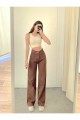 Kahverengi Likralı Süper Yüksek Bel Salaş Jeans Palazzo Pantolon. (süper Yüksek) Wide Leg