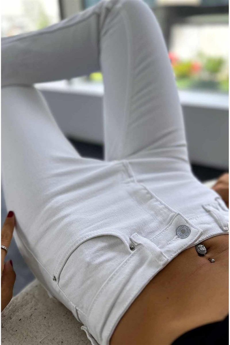 Cocu Beyaz Ispanyol Paça Kot Pantolon Yüksek Bel Ispanyol Jeans Toparlayıcı