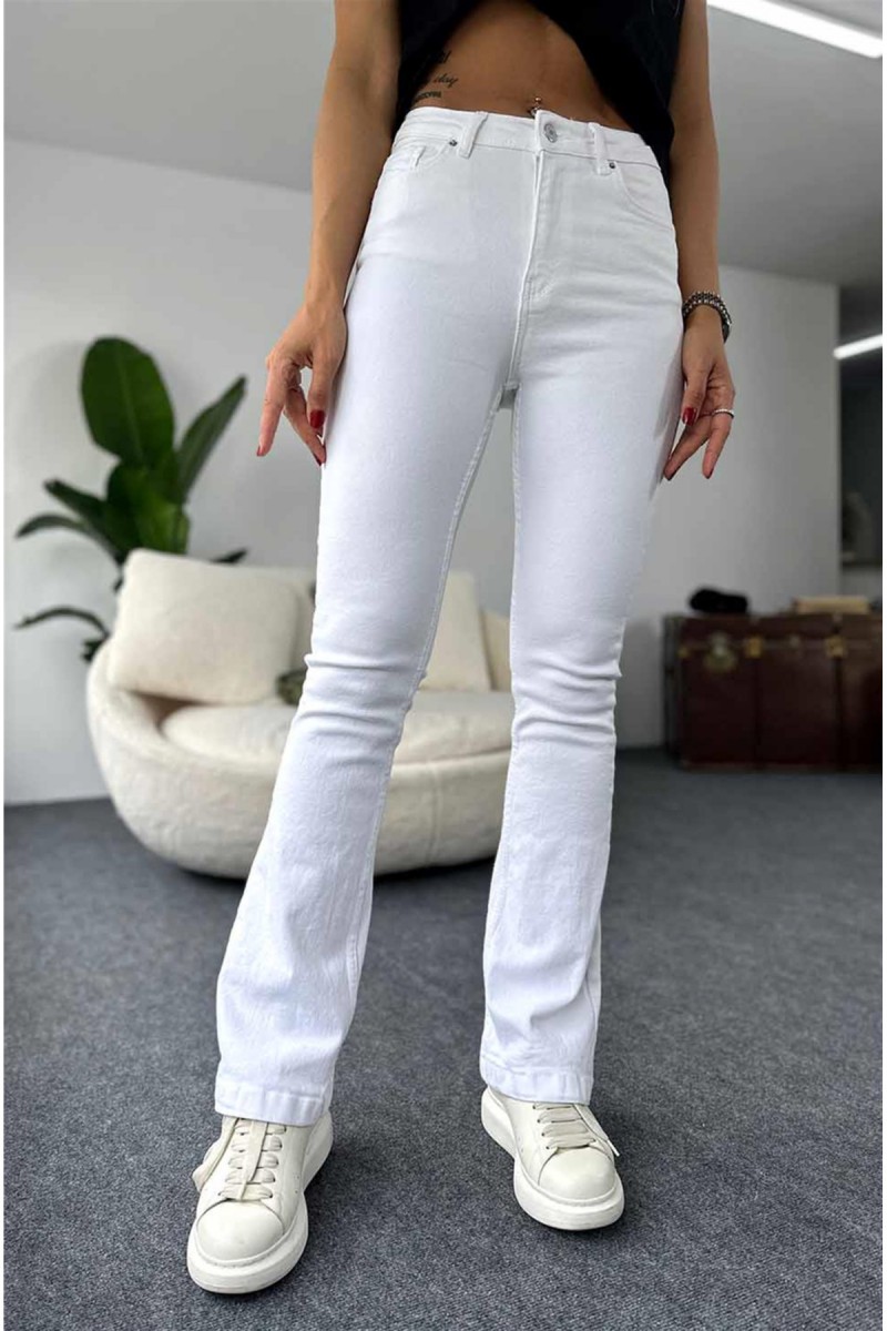 Cocu Beyaz Ispanyol Paça Kot Pantolon Yüksek Bel Ispanyol Jeans Toparlayıcı