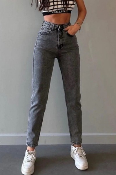 Mom Boyfrend Likralı  Orta Bel Jean Pantolon