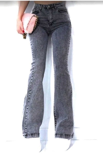 Liana Füme Ispanyol Paça Kot Pantolon Yüksek Bel Ispanyol Jeans Toparlayıcı( Extra Rahat)