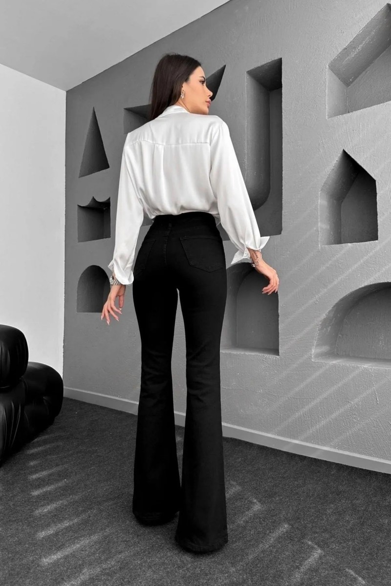 Nicole Siyah Ispanyol Renk Solmaz Koyu Mavi Ispanyol Jeans