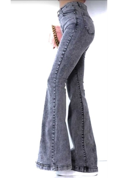 Liana Füme Ispanyol Paça Kot Pantolon Yüksek Bel Ispanyol Jeans Toparlayıcı( Extra Rahat)