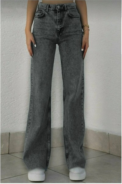 Lucy Füme Kar Süper Yüksek Bel 90's Power Likralı Solmaz Jeans Palazzo Pantolon