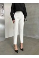Love Power Kadın Beyaz Çımalı Yüksek Bel Salaş Paça Salaş Pantolon Palazzo