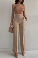 Tess Bej Çimalı Kadın Salaş 90's Süper Yüksek Salaş Paç Palazzo Pantolon