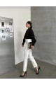 Love Power Kadın Beyaz Çımalı Yüksek Bel Salaş Paça Salaş Pantolon Palazzo