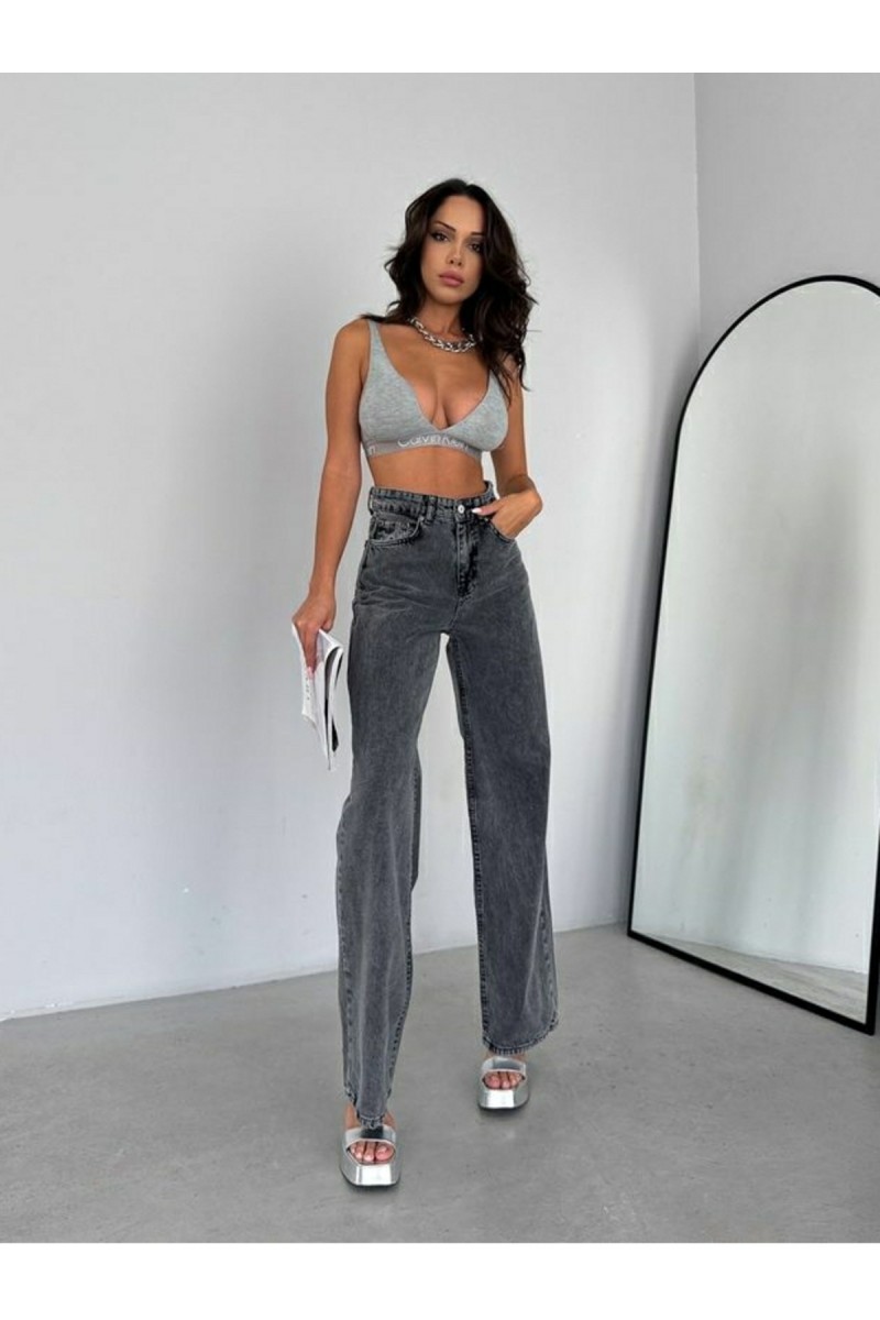 Füme Kar Yıkama Wide Leg Kadın Pantolon