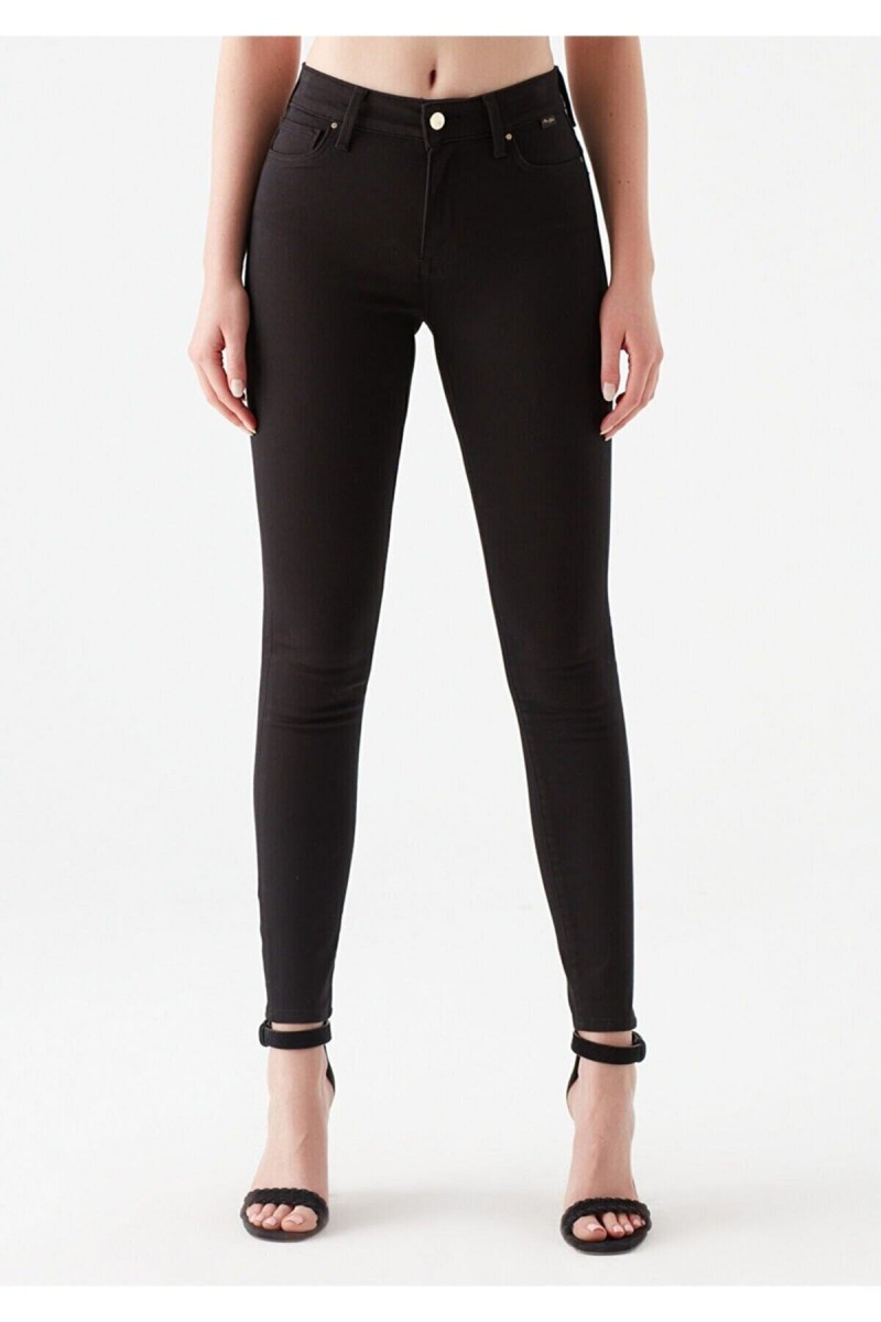 Coll Cold Women Simsiyah Siyah Skinny Kot Pantolon Siyah Toparlayıcı Etkili Likralı Yüksek Bel Jean