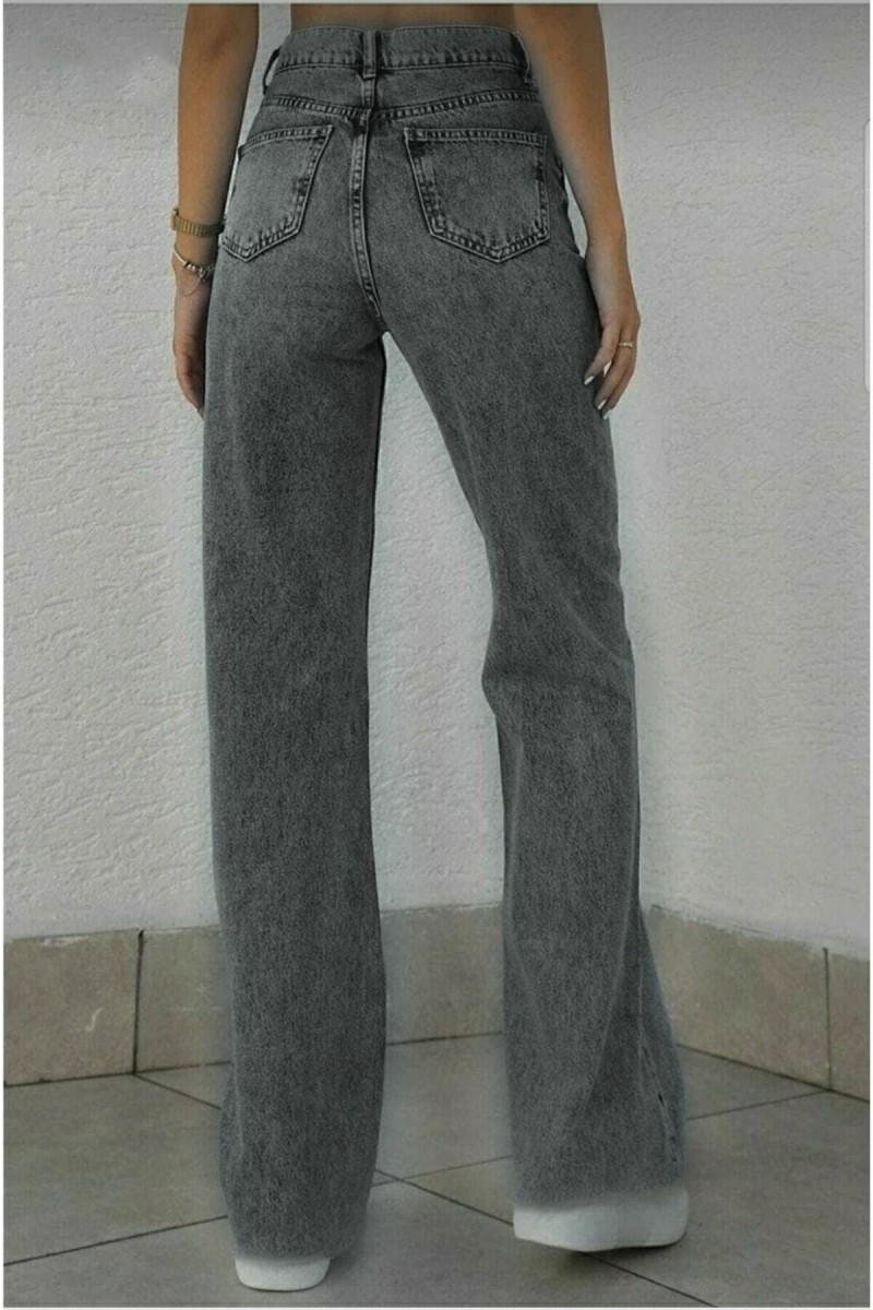 The Füme Kar Likralı Süper Yüksek Bel Salaş Paça Palazzo Kot Pantolon