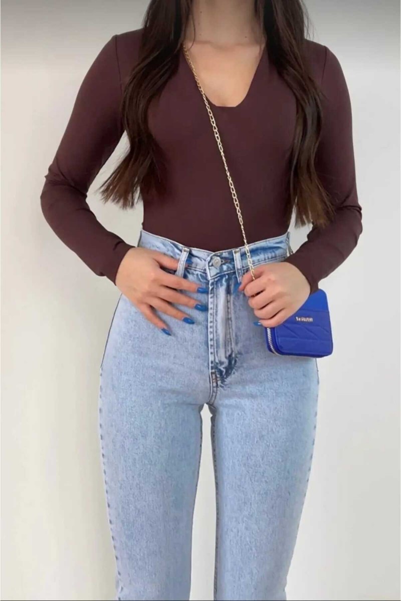 Eliza 90`s Likralı Salaş Kadın Açık Kar İç Yırmaçlı Süper Yüksek Bel Salaş Paça Denim Kot