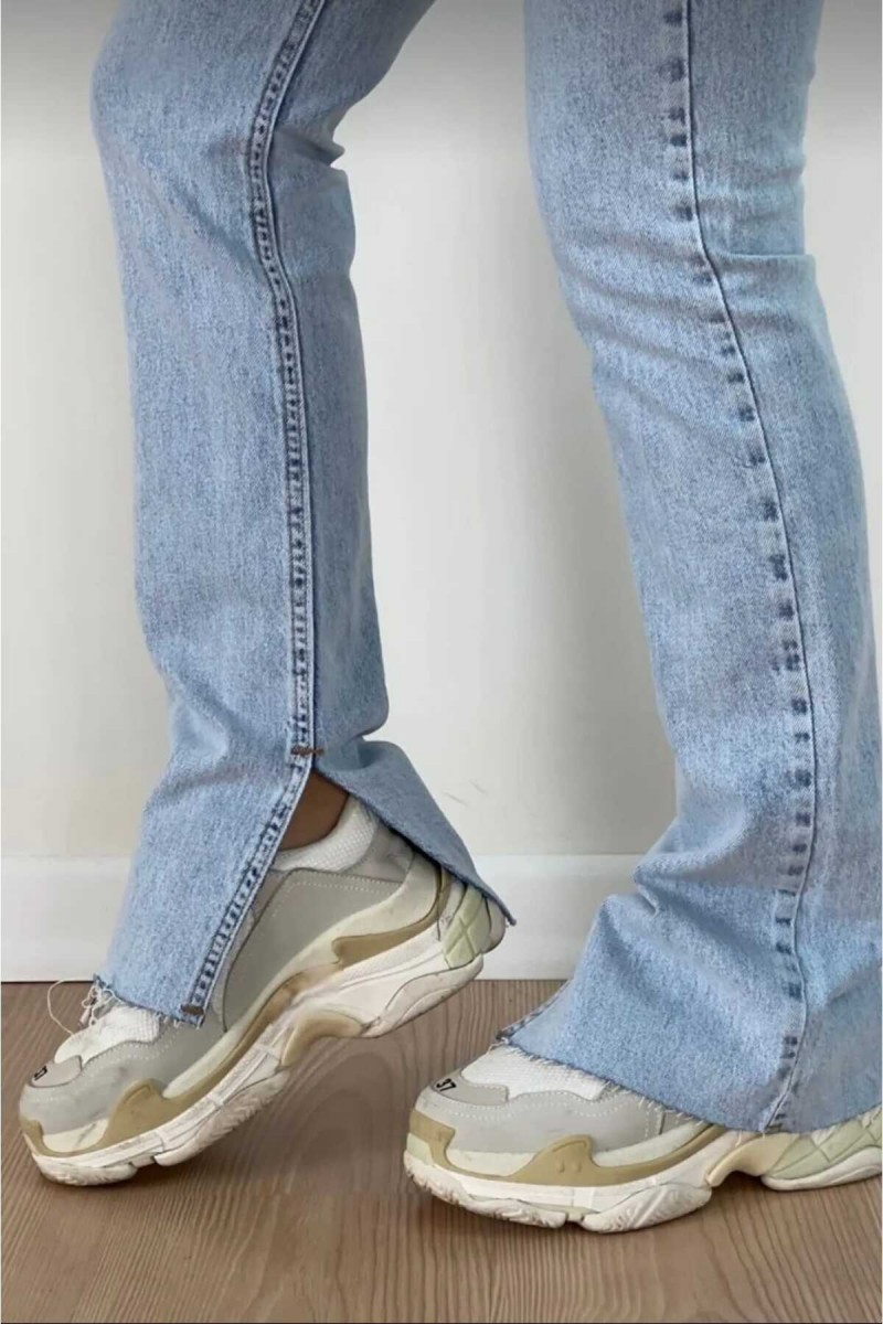 Eliza 90`s Likralı Salaş Kadın Açık Kar İç Yırmaçlı Süper Yüksek Bel Salaş Paça Denim Kot