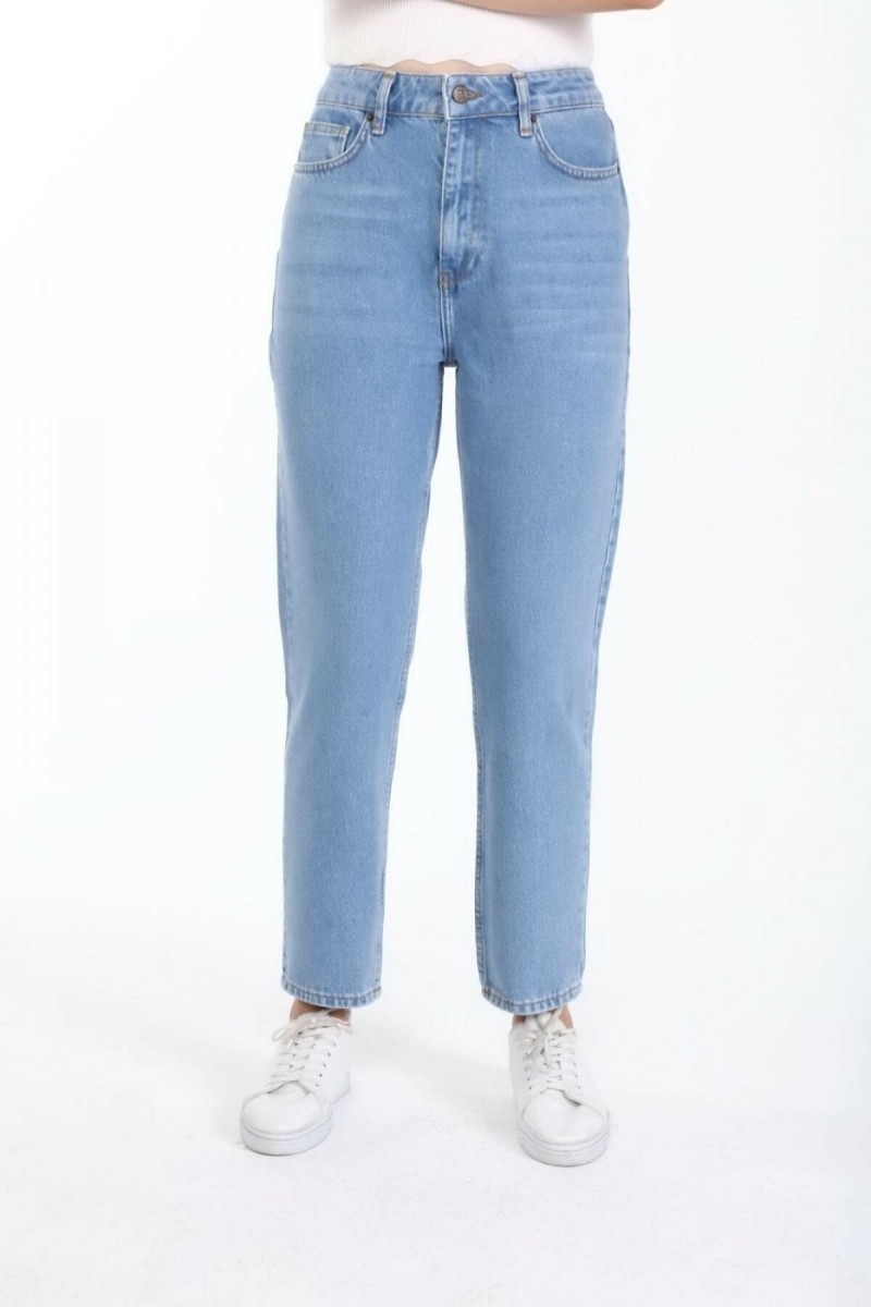 Açık Mavi Mom Jean Pantolon Blue Mom Jean