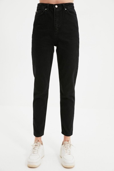 Kety Siyah Likralı Mom Yüksek Bel Jeans