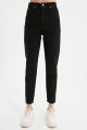 Kety Siyah Likralı Mom Yüksek Bel Jeans