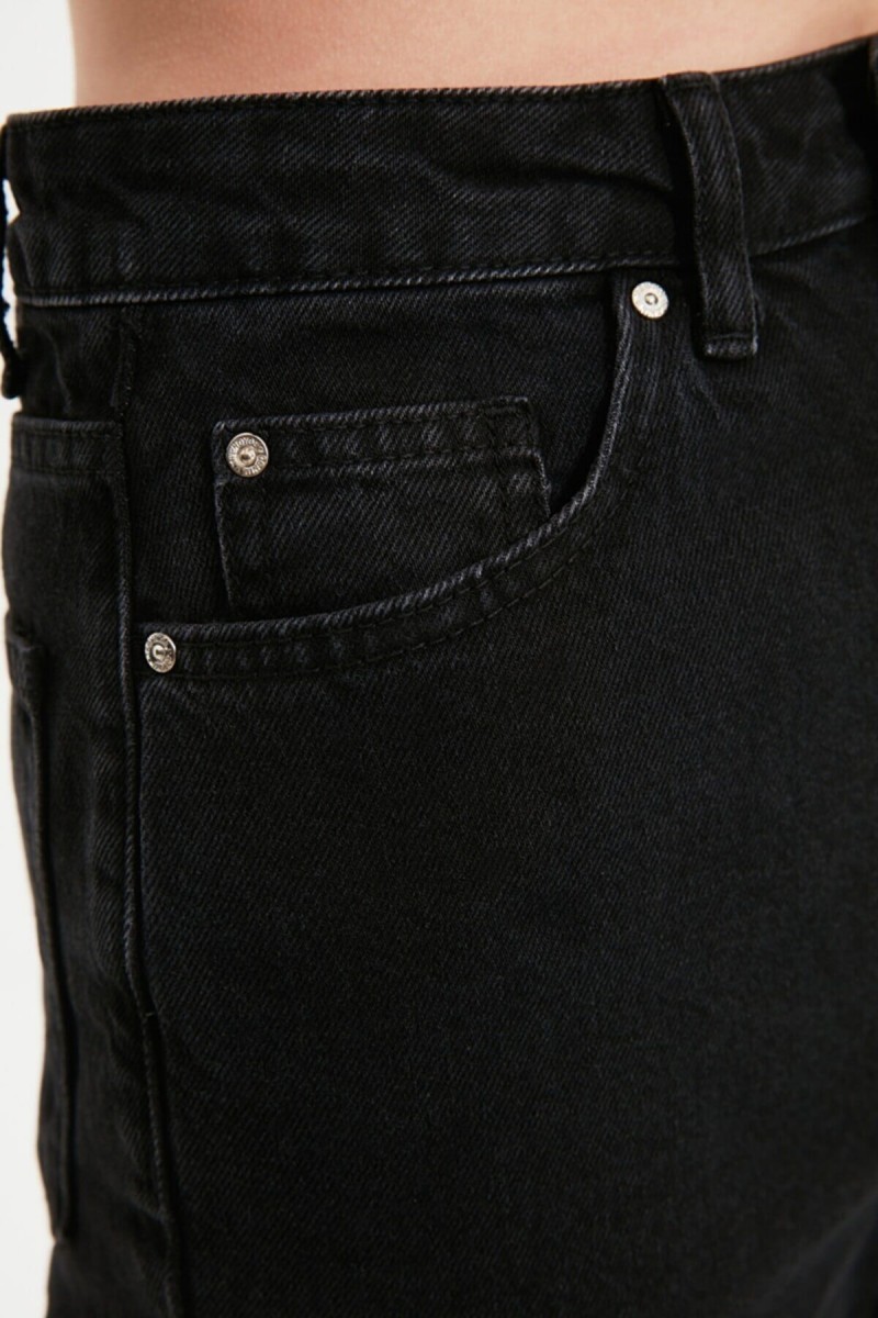 Kety Siyah Likralı Mom Yüksek Bel Jeans