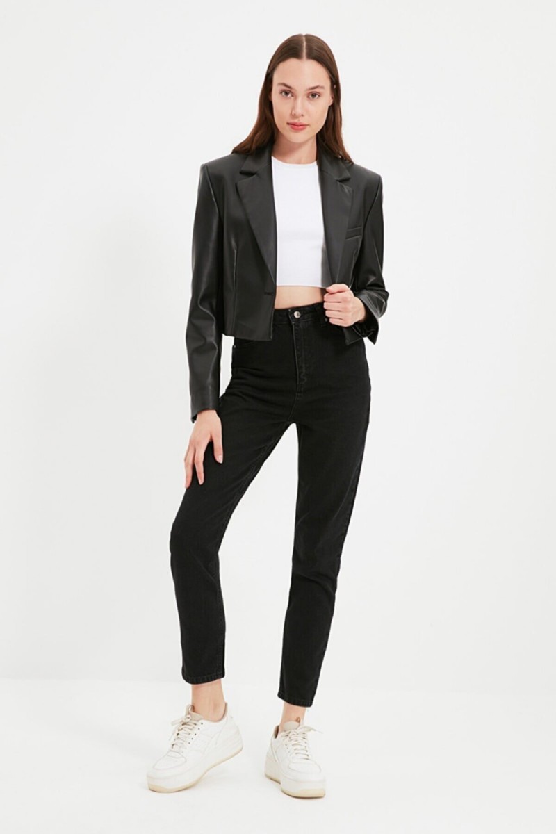 Kety Siyah Likralı Mom Yüksek Bel Jeans