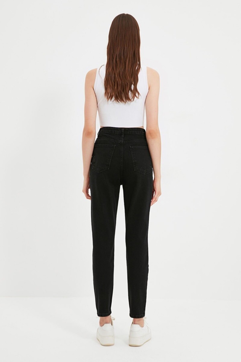 Kety Siyah Likralı Mom Yüksek Bel Jeans
