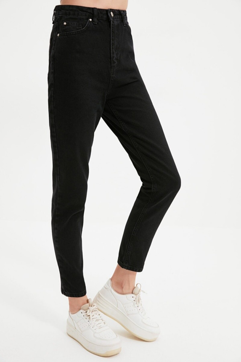 Kety Siyah Likralı Mom Yüksek Bel Jeans