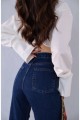 Koyu Mavi Likralı Süper Yüksek Bel Salaş Jeans Palazzo Pantolon Koyu Mavi Likralı Süper Yüksek Bel Salaş Jeans Palazzo Pantolon