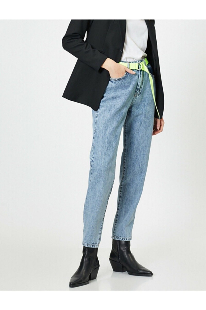 Kar Mom Likralı Mom Jean Pantolon ( Renk Solmaz )