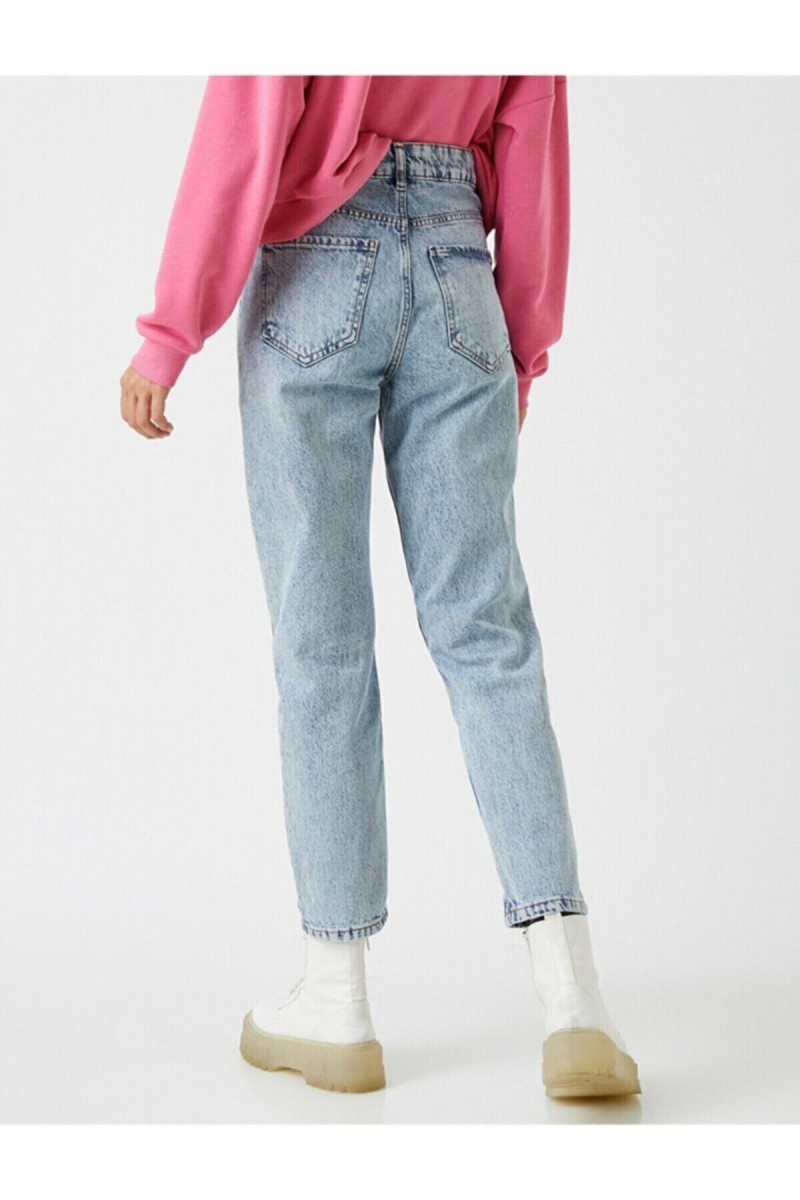 Kar Mom Likralı Mom Jean Pantolon ( Renk Solmaz )