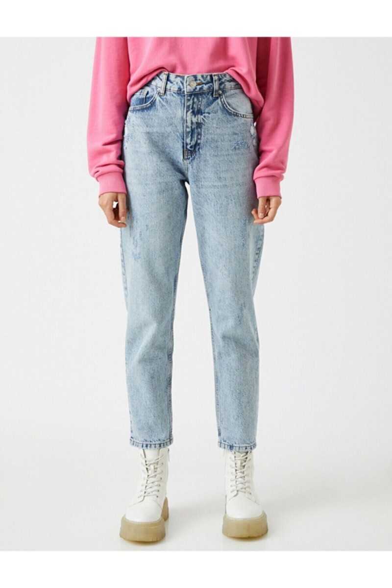 Kar Mom Likralı Mom Jean Pantolon ( Renk Solmaz )