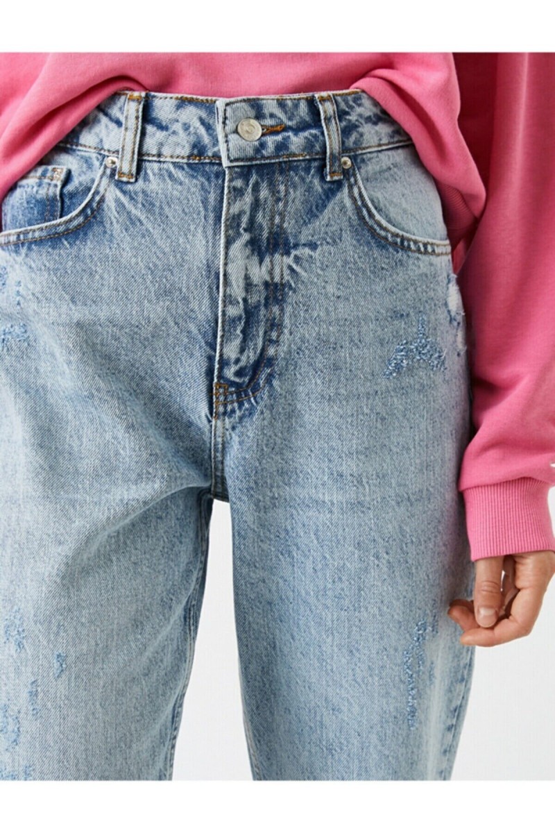 Kar Mom Likralı Mom Jean Pantolon ( Renk Solmaz )