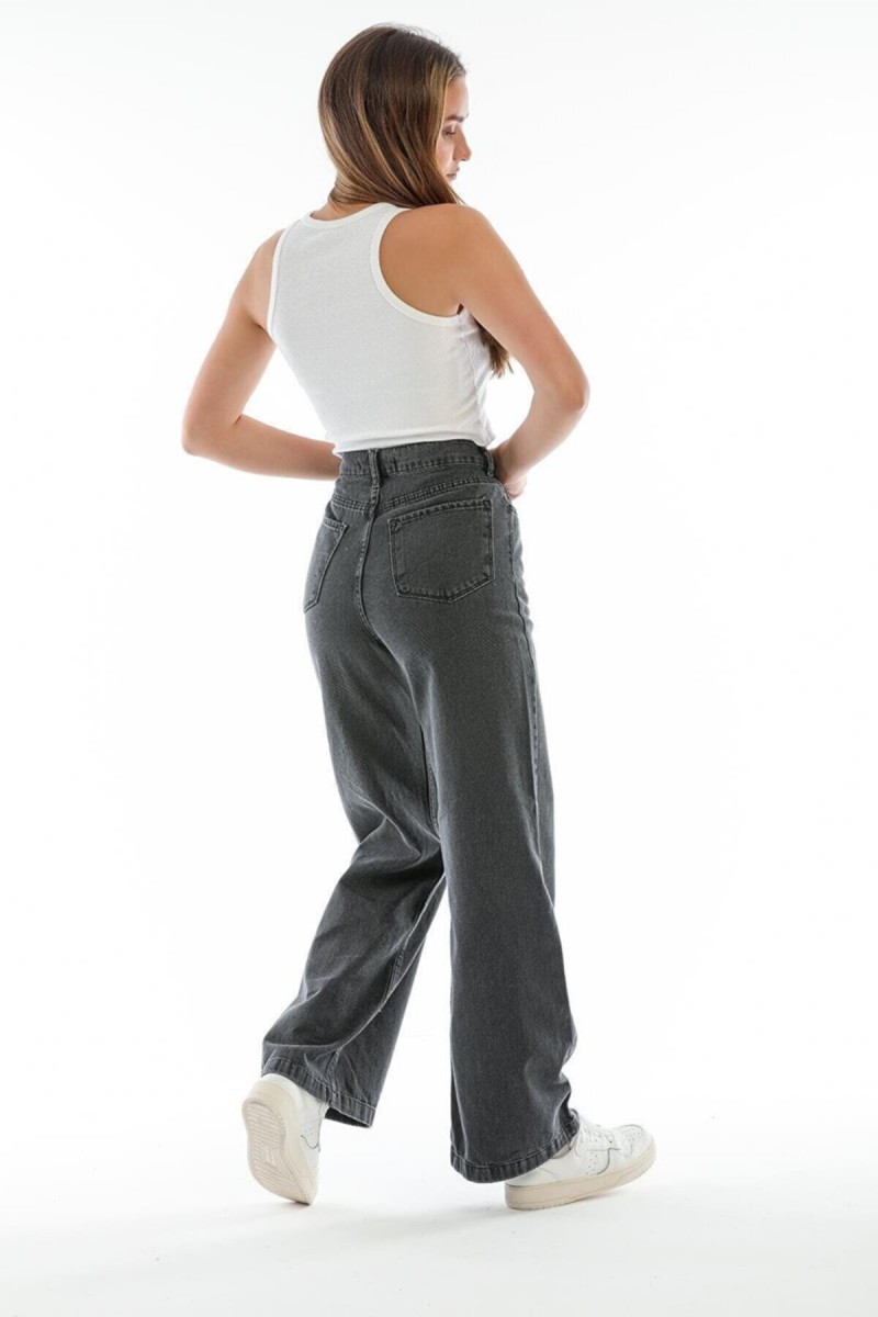 Füme Power Likralı Süper Yüksek Bel Salaş Jeans Jeans Palazzo Pantolon Füme Power Likralı Süper Yüksek Bel Salaş Jeans Jeans Palazzo Pantolon