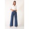 Koyu Mavi Likralı Süper Yüksek Bel Salaş Jeans Palazzo Pantolon