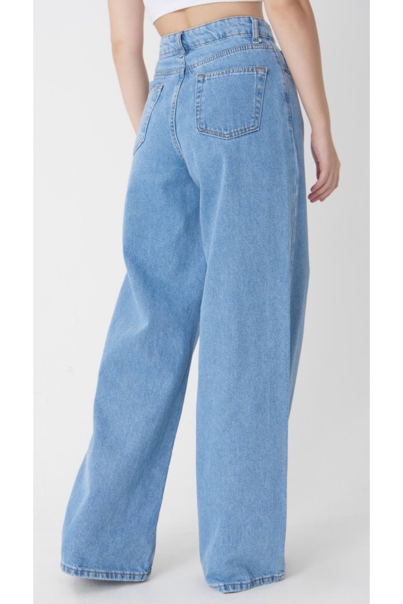 Mavı Boru Paça Yuksek Bel Kot