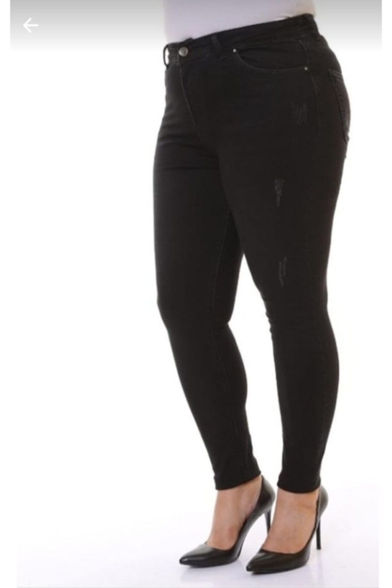 Kadın Füme Yüksek Bel Cepli Tırnaklı Likralı Kot Pantolon