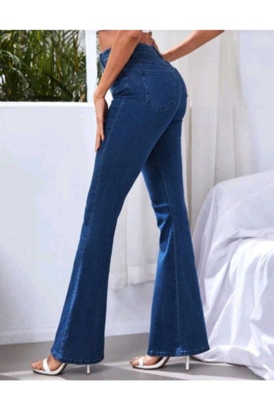 Larin X Ispanyol Renk Solmaz Koyu Mavi Ispanyol Jeans