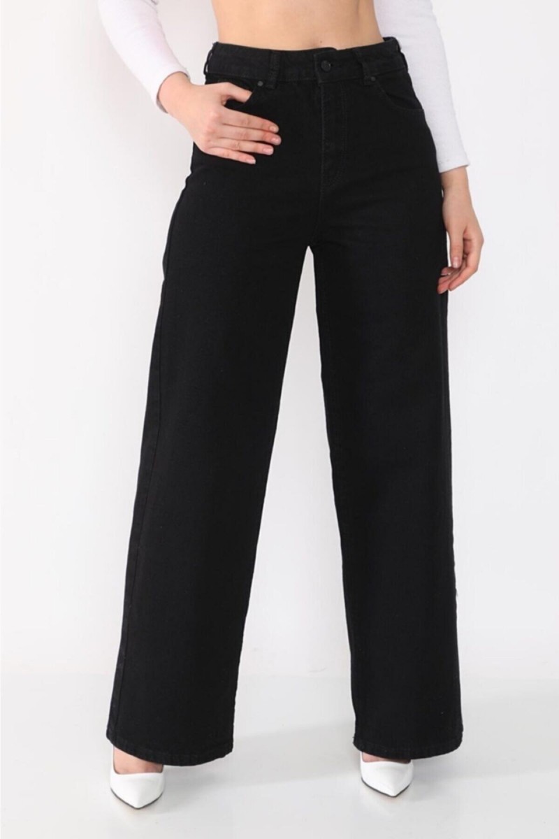 Siyah Likralı Süper Yüksek Bel Salaş Jean Pantolon. (SÜPER YÜKSEK.) Wide Leg. Siyah Likralı Süper Yüksek Bel Salaş Jean Pantolon. (SÜPER YÜKSEK.) Wide Leg.
