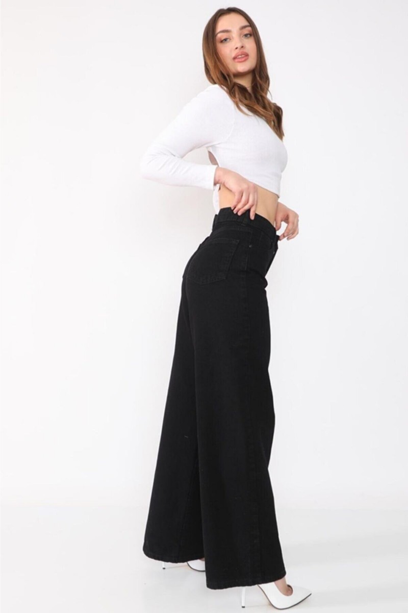 Siyah Likralı Süper Yüksek Bel Salaş Jean Pantolon. (SÜPER YÜKSEK.) Wide Leg. Siyah Likralı Süper Yüksek Bel Salaş Jean Pantolon. (SÜPER YÜKSEK.) Wide Leg.