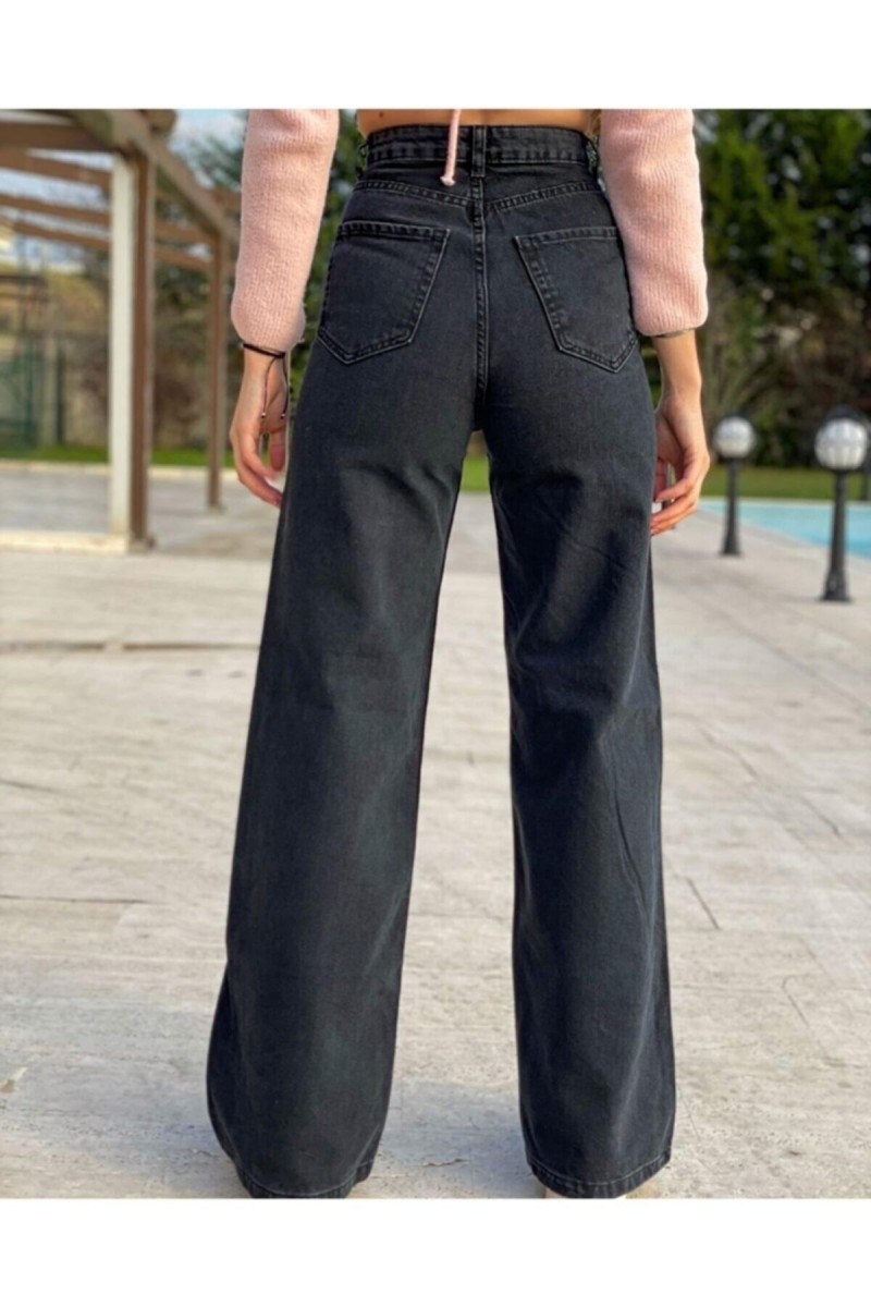 Siyah Likralı Süper Yüksek Bel Salaş Jean Pantolon. (SÜPER YÜKSEK.) Wide Leg. Siyah Likralı Süper Yüksek Bel Salaş Jean Pantolon. (SÜPER YÜKSEK.) Wide Leg.