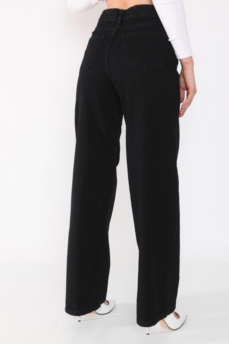 Siyah Likralı Süper Yüksek Bel Salaş Jean Pantolon. (SÜPER YÜKSEK.) Wide Leg. Siyah Likralı Süper Yüksek Bel Salaş Jean Pantolon. (SÜPER YÜKSEK.) Wide Leg.
