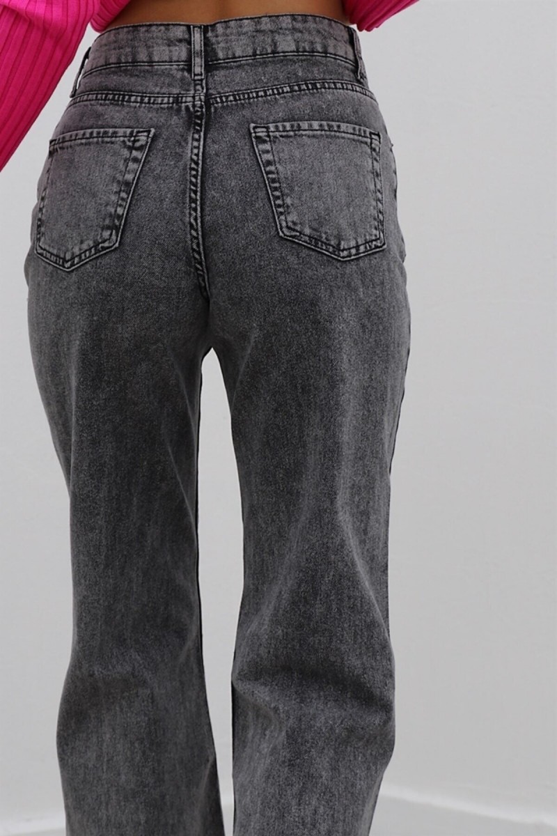 Füme Power Likralı Süper Yüksek Bel Salaş Jeans Palazzo Pantolon