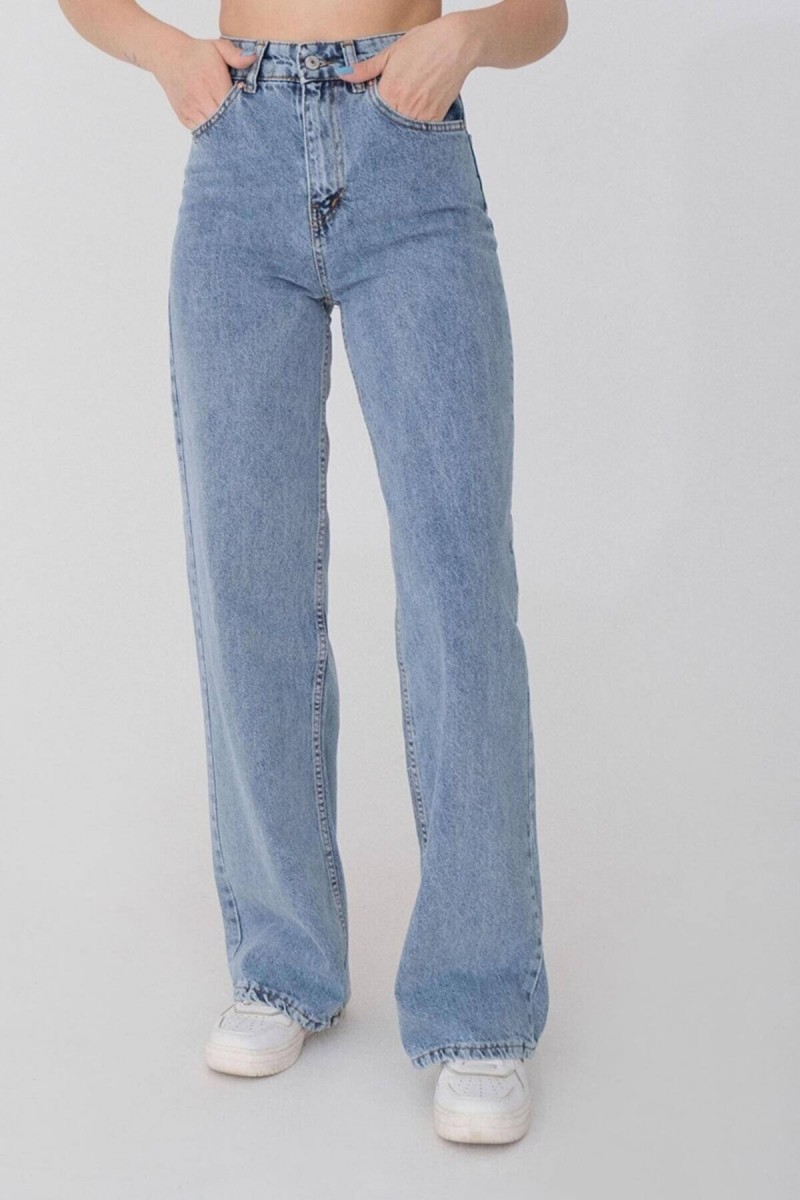 Extra Yüksek A.c.a.i.p S.o.l.m.a.z Mavi Salaş Jeans Palazzo Pantolon (süper Yüksek )