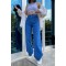 90 s Buz Mavi Kar Likralı Süper Yüksek Bel Salaş Jean Pantolon. (SÜPER YÜKSEK.) Wide Leg.