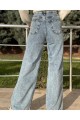 Quinn Likralı Kadın Buz Mavi Süper Yüksek Bel Salaş Paça Denim Kot Palazzo Pantolon Quinn Likralı Kadın Buz Mavi Süper Yüksek Bel Salaş Paça Denim Kot Palazzo Pantolon