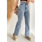 Kadın Açık Mavi Likralı Süper Yüksek Bel Salaş Jeans Palazzo Pantolon (SÜPER YÜKSEK.) Wide Leg.