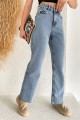 Kadın Açık Mavi Likralı Süper Yüksek Bel Salaş Jeans Palazzo Pantolon (SÜPER YÜKSEK.) Wide Leg. Kadın Açık Mavi Likralı Süper Yüksek Bel Salaş Jeans Palazzo Pantolon (SÜPER YÜKSEK.) Wide Leg.