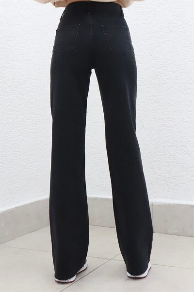 Extra Yüksek A.c.a.i.p S.o.l.m.a.z Siyah Salaş Jeans Palazzo Pantolon (SÜPER YÜKSEK SOLMAYAN)