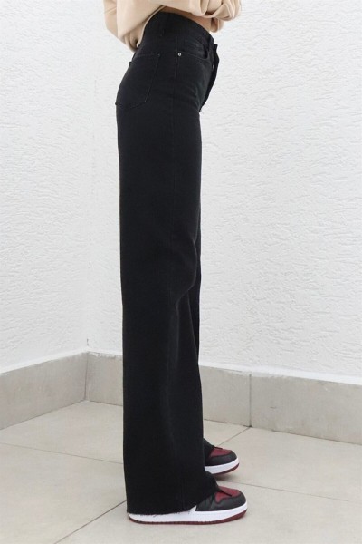 Extra Yüksek A.c.a.i.p S.o.l.m.a.z Siyah Salaş Jeans Palazzo Pantolon (SÜPER YÜKSEK SOLMAYAN)